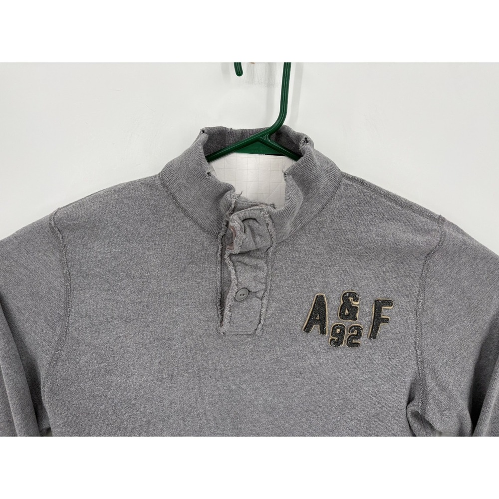 Abercrombie & Fitch Men's VTG Y2K Sweater Gray Henley Pullover Distressed, MED
